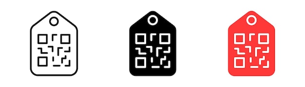 Códigos QR con icono de conjunto de cupones Etiquetado de productos adhesivos Escáner de información cifrada escanear código de barras comprar compras Icono de vector en línea estilo negro y colorido sobre fondo blanco