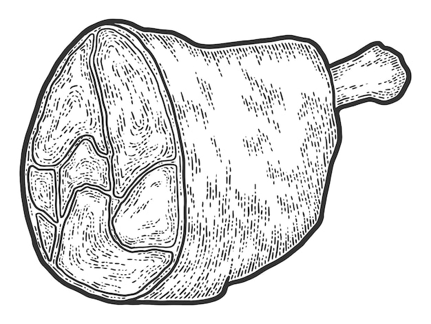 Codillo de cerdo de comida Imitación de tablero de rasguño de boceto Blanco y negro