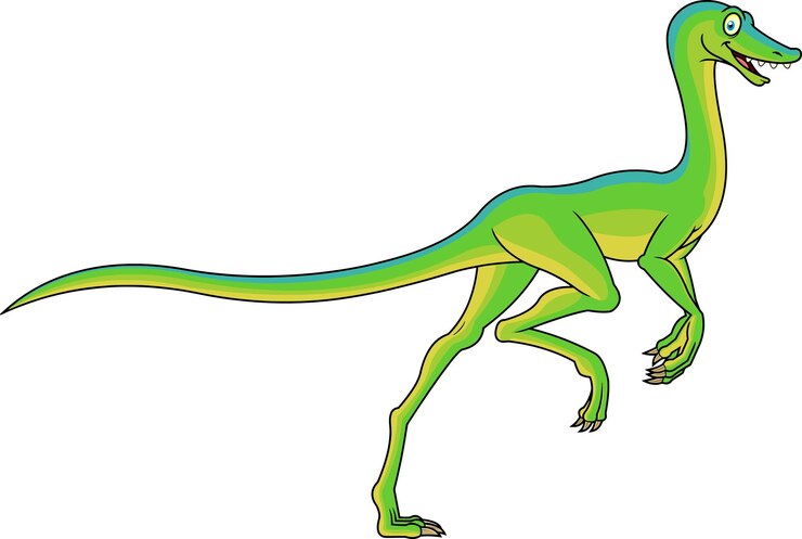 Vector coelophysis dinosaurio personaje de dibujos animados vector dibujado a mano ilustración aislada sobre fondo blanco
