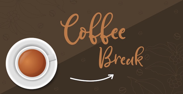 Coffee break, café con estilo fondo oscuro - Vector