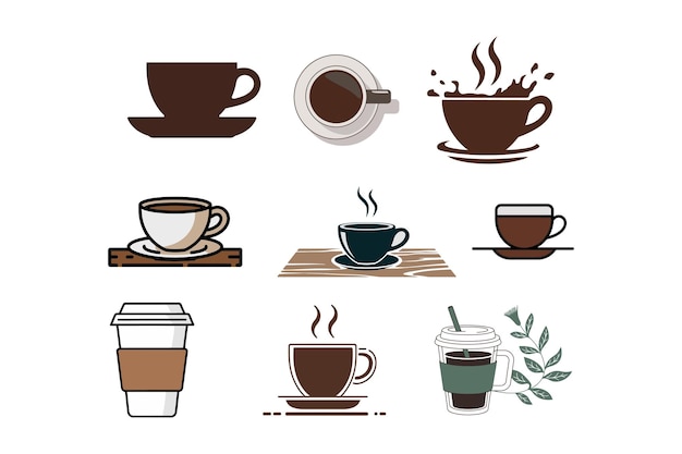 Coffee Cup Collection Various Styles and Perspectives