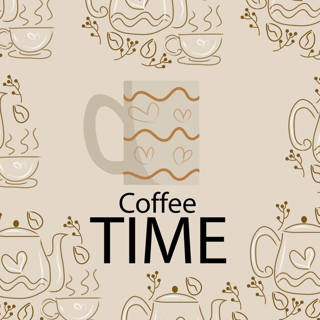 Coffee doodle background es apropiado para la decoración de la pared de su cafetería