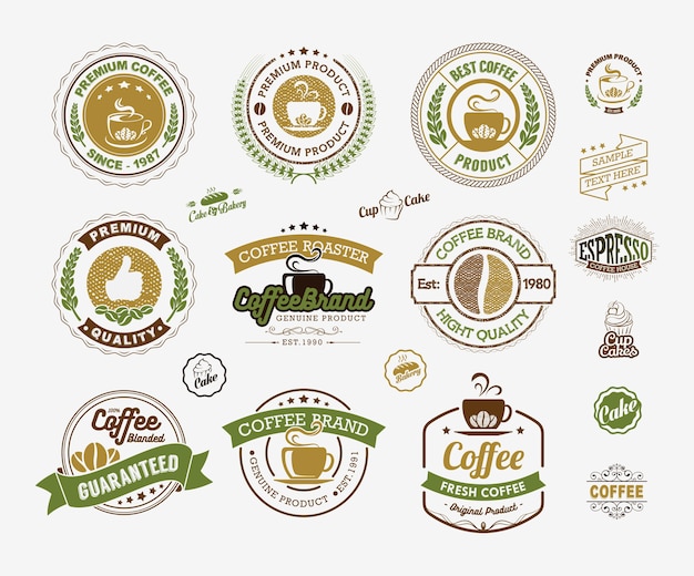 Coffee Logos Insignias y etiquetas Elemento