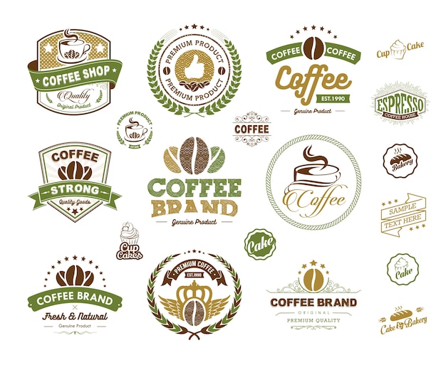 Coffee logos insignias y etiquetas elemento