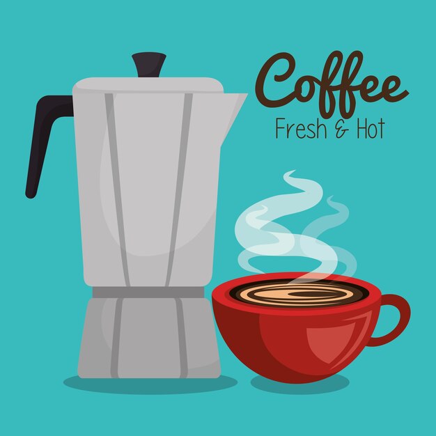 coffee maker vintage y taza hot hot graphic