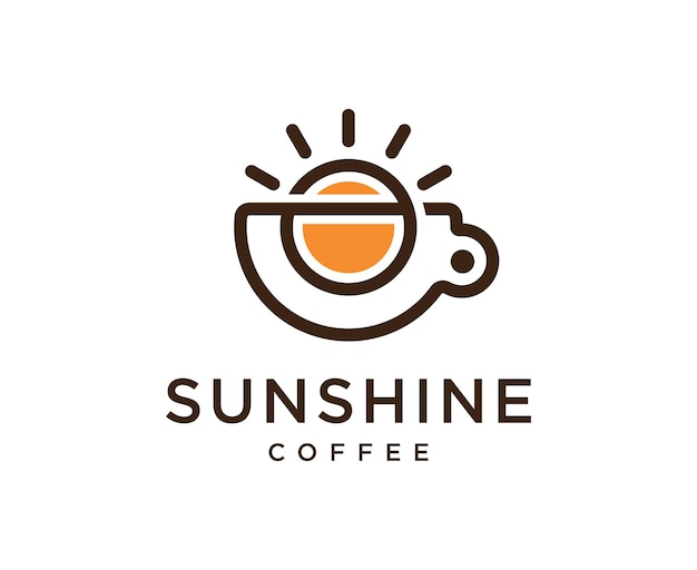 Coffee sunshine cafe logo símbolo icono diseño vector plantilla