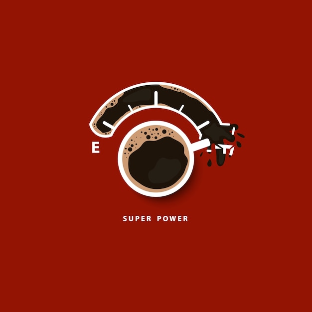 Coffee super power vector e illustraion