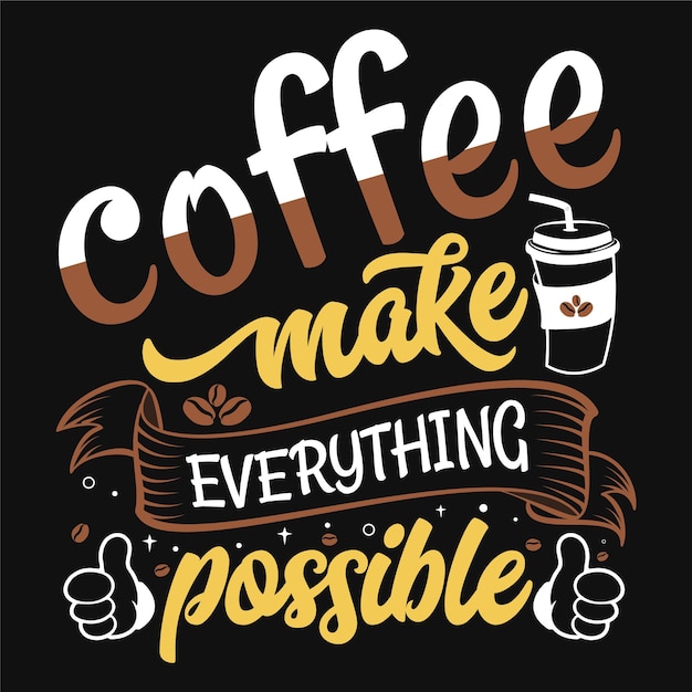 Coffee T Shirt Design, elemento de tipografía de diseño gráfico. A los amantes del café les encantarán estas camisetas.