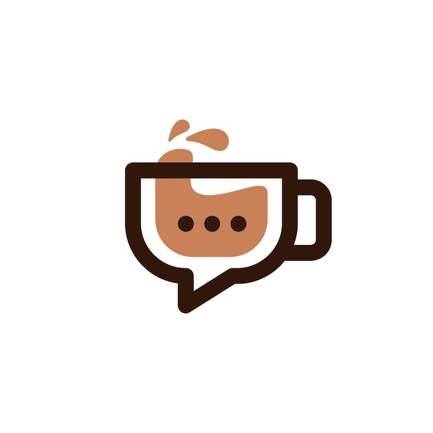 Coffee Talk Chat Bubble Cup Cafe Social Message Logo Vector Icono Ilustración