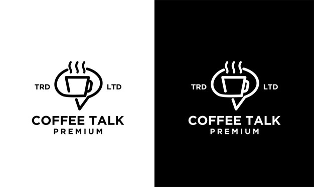 Coffee talk chat simple vector negro logo diseño ilustración