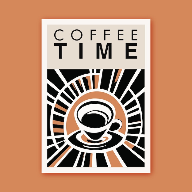 Coffee time vector imprimible minimalista moderno cartel arte