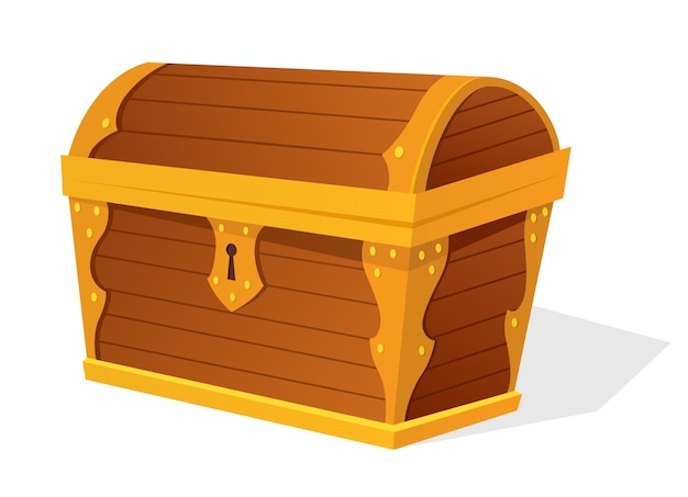 Cofre cofre de madera viejo vacío para tesoro de oro contenedor antiguo de dibujos animados para piratas icono de vector aislado en blanco caja antigua de madera de juego para tesoro