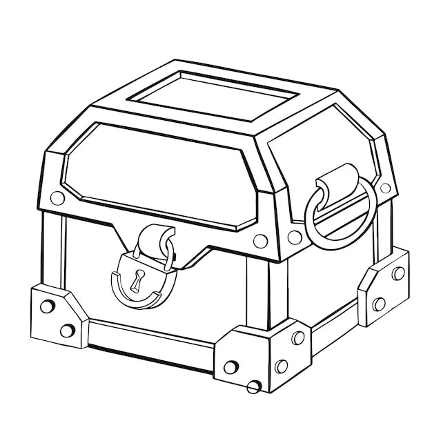 Cofre de línea vintage, archivo símbolo vector dibujado a mano