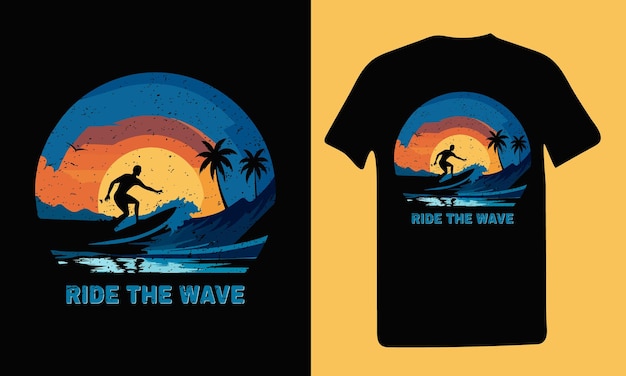 Coge una ola y tus preocupaciones se desvanecen diseño vectorial de camiseta vintage de surf de alta calidad