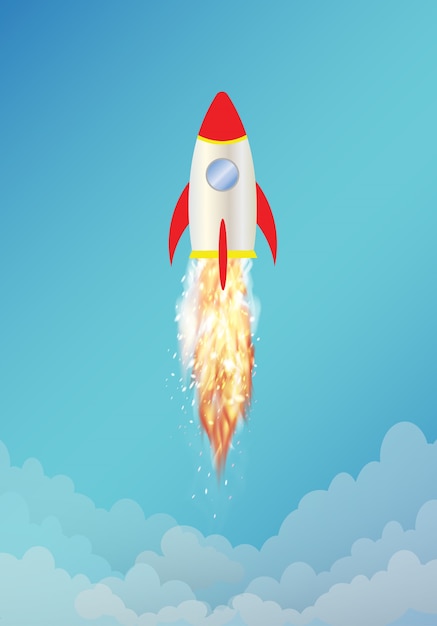 cohete espacial de juguete con humo