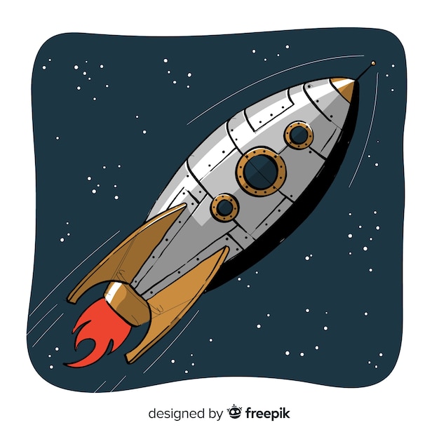 Cohete espacial moderno dibujado a mano