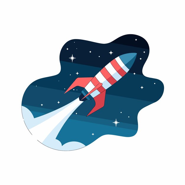 un cohete en el espacio con una estrella en la parte superior