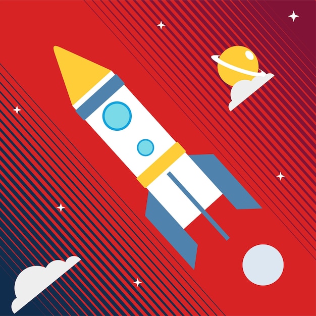 un cohete en el espacio muy rojo