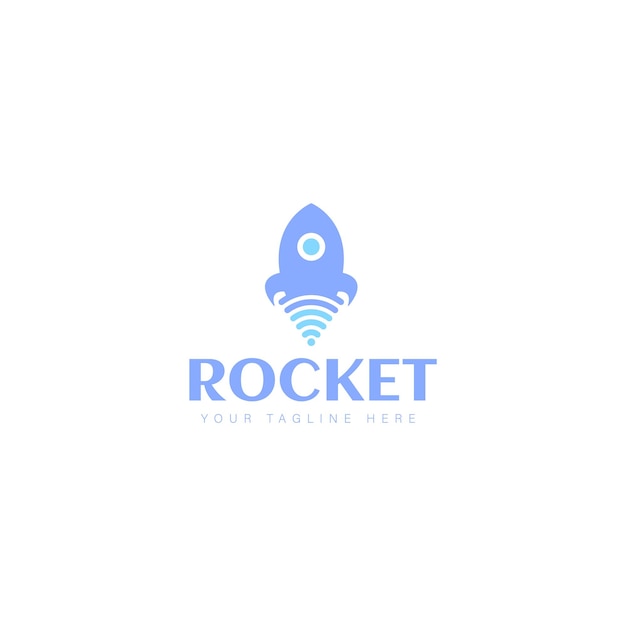 Cohete con icono de ilustración de diseño de logotipo wifi