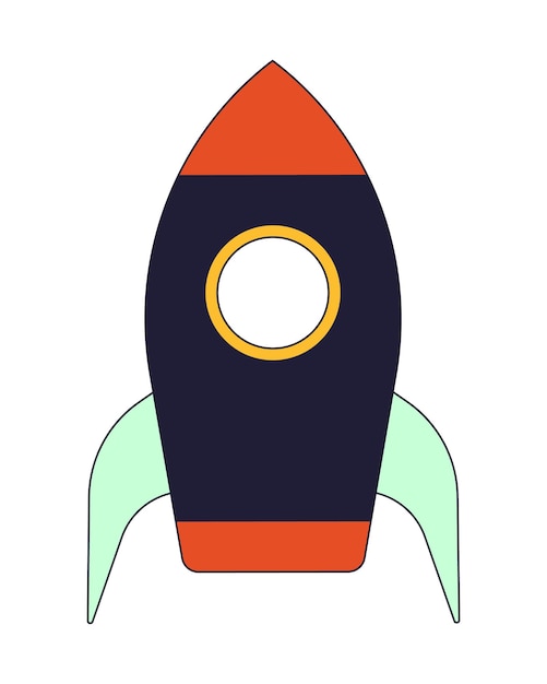 Cohete línea plana color aislado vector objeto exploración espacial nave espacial imagen de clip editable sobre fondo blanco esquema simple dibujo de dibujos animados para diseño web