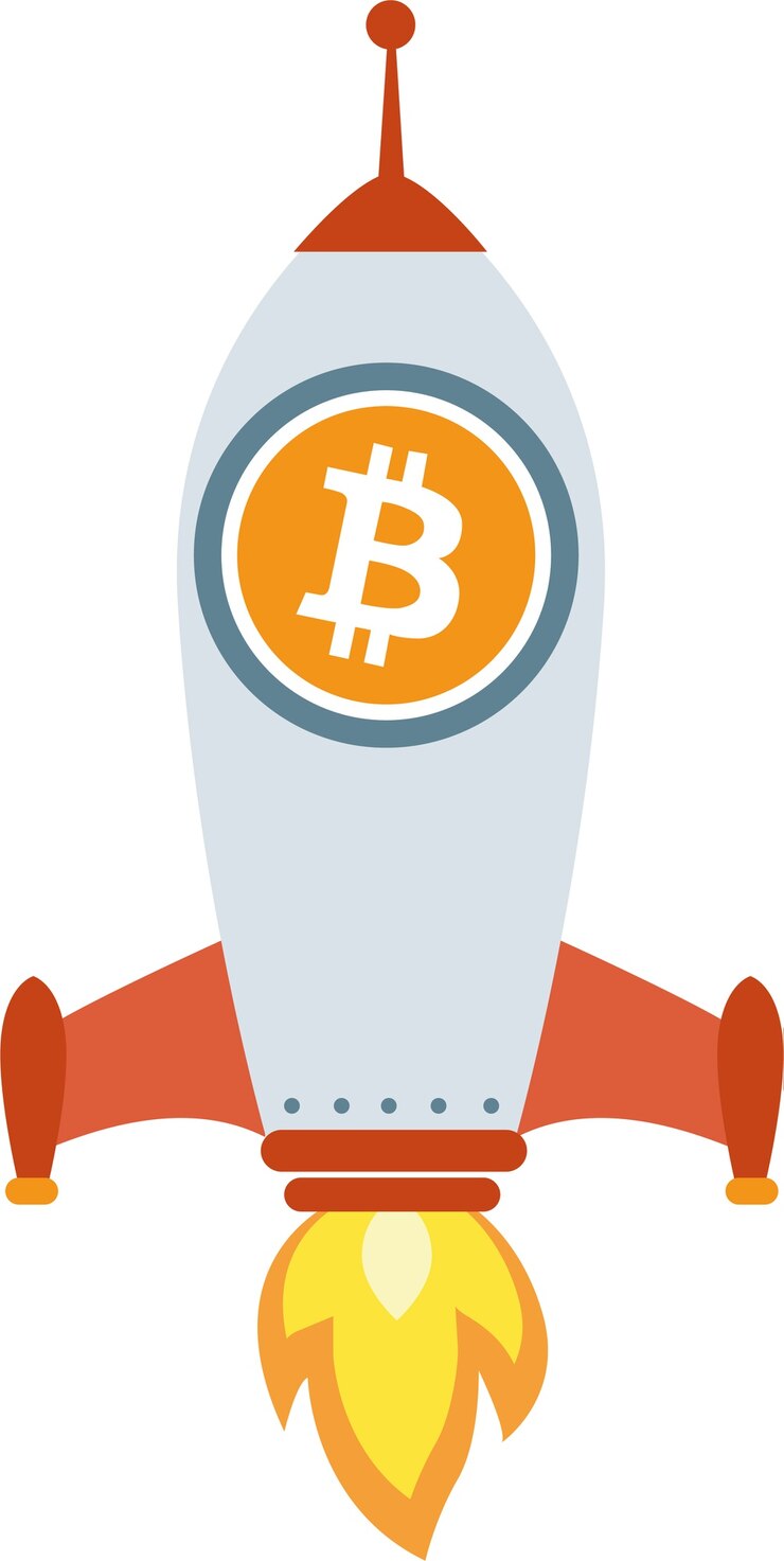 Vector cohete de monedas electrónico bitcoin, ethermin litecoin