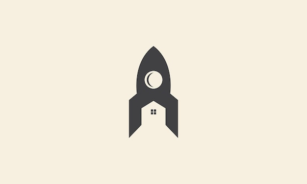 Cohete de silueta con forma de casa logo vector icono símbolo diseño gráfico ilustración