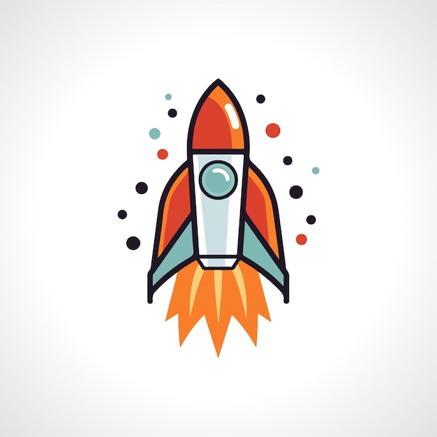 Cohete Vector Ilustración Diseño Logotipo Cohete Plano