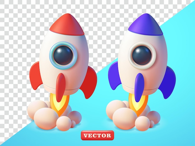 Cohete volador vectorial 3D adecuado para la ciencia, la tecnología y la educación