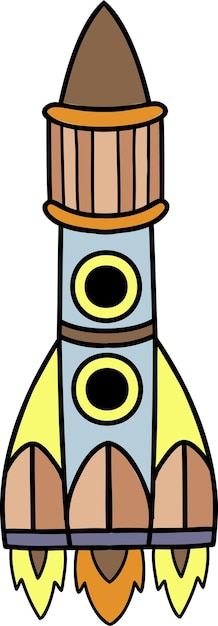 Los cohetes dibujados a mano están volando hacia la ilustración espacial