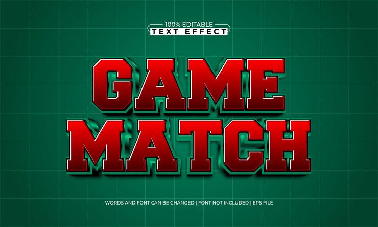 Vector coincide con el efecto de texto editable del juego con un estilo de texto de deporte y juego