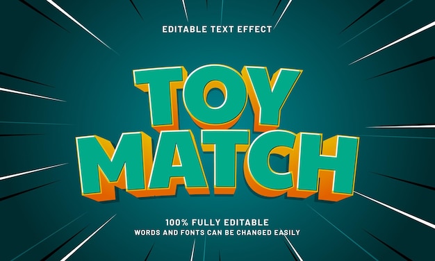 coincide con los efectos de texto editables de juguete con un tema de juego y niños