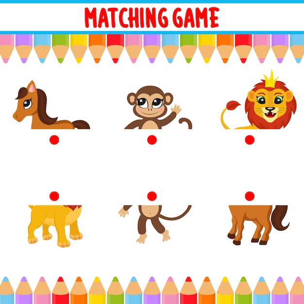 Coincidencia de niños juego educativo coincidencia de objetos imagen vectorial