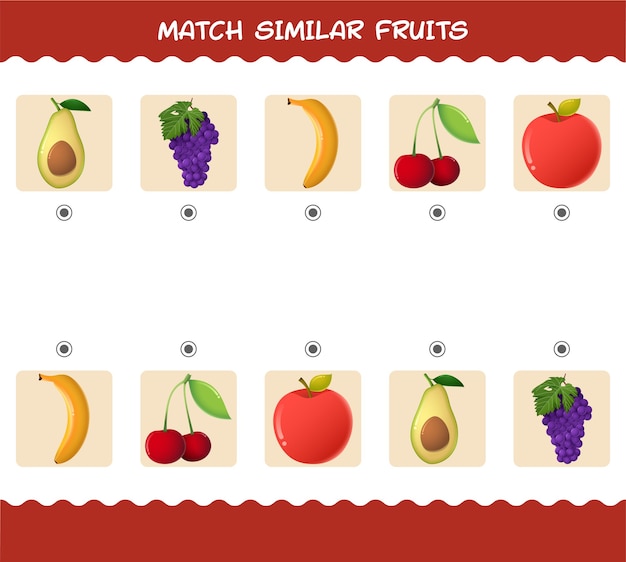 Vector coincidencia similar de frutas de dibujos animados