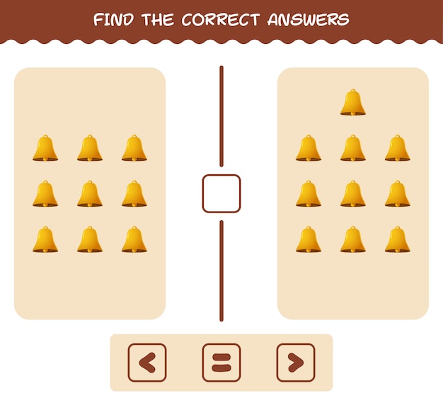 Vector coincidir por conteo de campana de dibujos animados. emparejar y contar juego. juego educativo para niños y niños pequeños en edad preescolar.