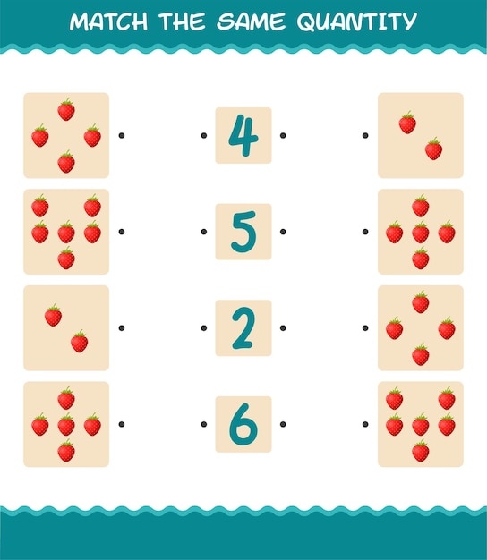 Coincidir con la misma cantidad de fresa. Contando juego. Juego educativo para niños y niños pequeños en edad preescolar.