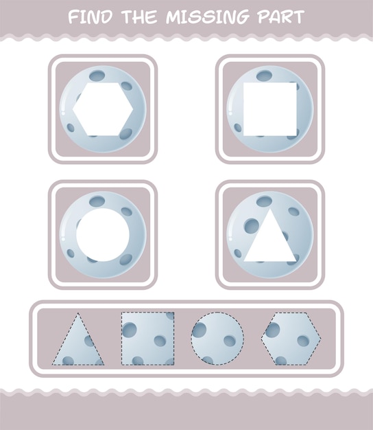 Coincidir con las partes de la luna de dibujos animados. Juego de correspondencias. Juego educativo para niños y niños pequeños en edad preescolar.
