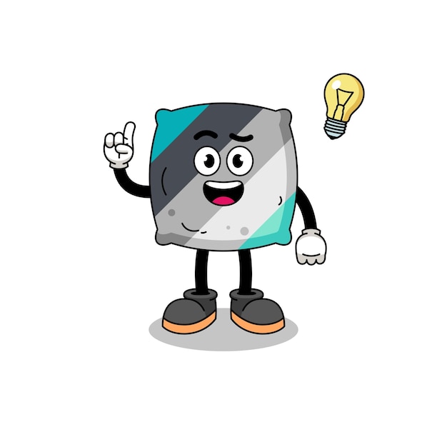 Cojín de dibujos animados con una pose de idea