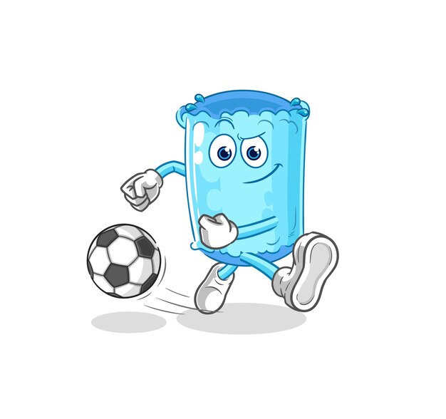 Cojín de refuerzo pateando el vector de mascota de dibujos animados de dibujos animados de pelota