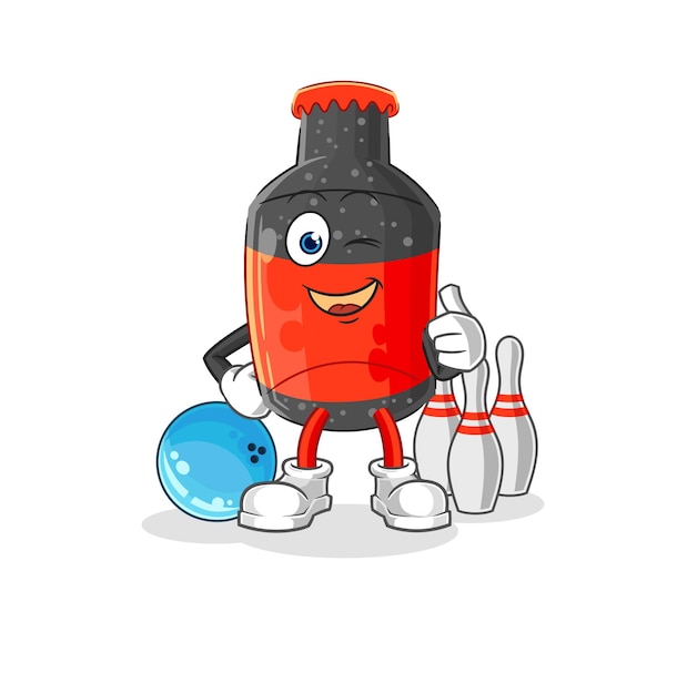 Cola jugar bolos ilustración vector de caracteres