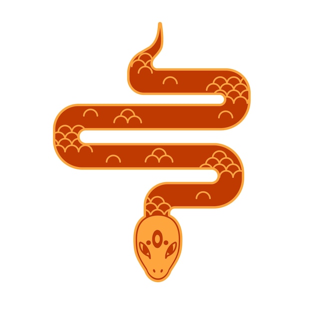 La cola de la serpiente curva el símbolo de la serpente la cobra retorcida y ondulada la boa reptil torcida el elemento de diseño chino decorativo creativo el reptil estilizado la ilustración vectorial plana aislada sobre un fondo blanco