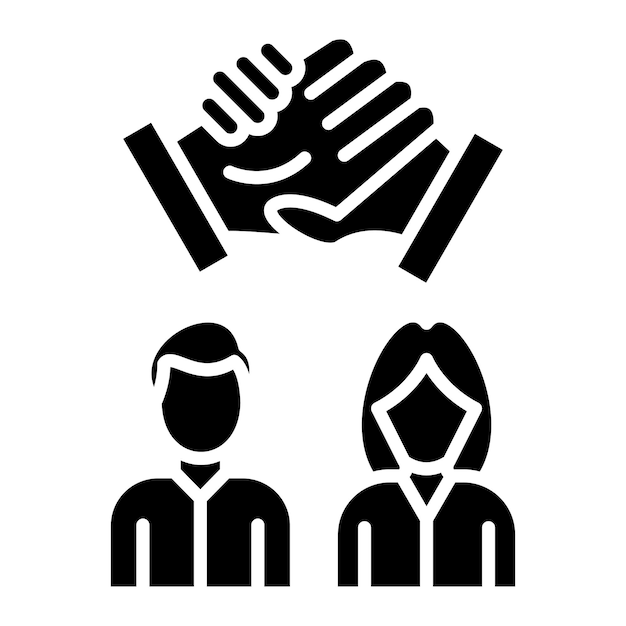 Colaboración en equipo Glyph Ilustración en negro sólido