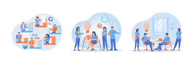 Colaboración en equipo y lluvia de ideas para el desarrollo empresarial en un entorno de oficina