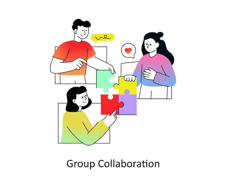 Vector colaboración en grupo diseño de estilo plano gradiente ilustración vectorial ilustración de stock