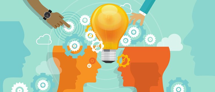 Vector colaboración de innovación corporativa de la empresa personas