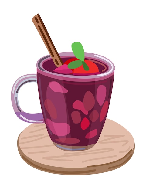 Colada morada Bebida tradicional ecuatoriana que consiste en frutas y harina de maíz Ilustración vectorial