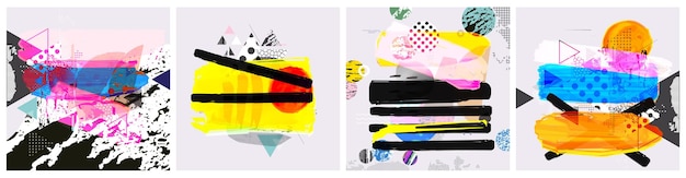 Colage de ilustraciones vectoriales artísticas de diferentes texturas y formas