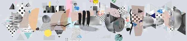 Colage de ilustraciones vectoriales artísticas de diferentes texturas y formas