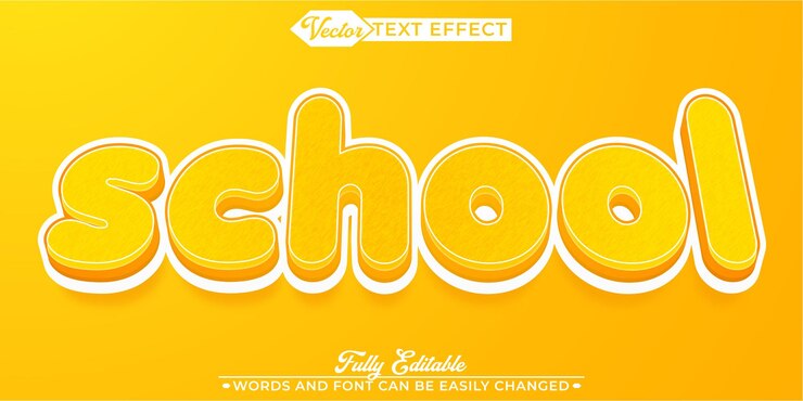 Vector colage school vector efecto de texto de objeto inteligente totalmente editable