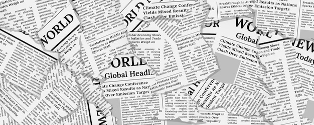 Colage de viejos periódicos con texto Páginas cortadas de revistas retro