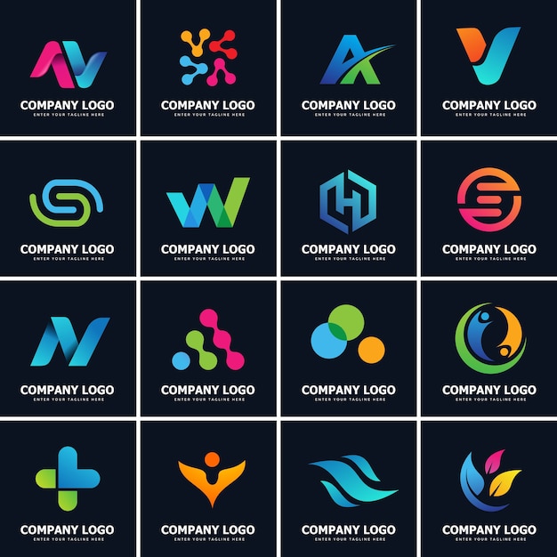 Colección de 16 diseños de logotipos modernos